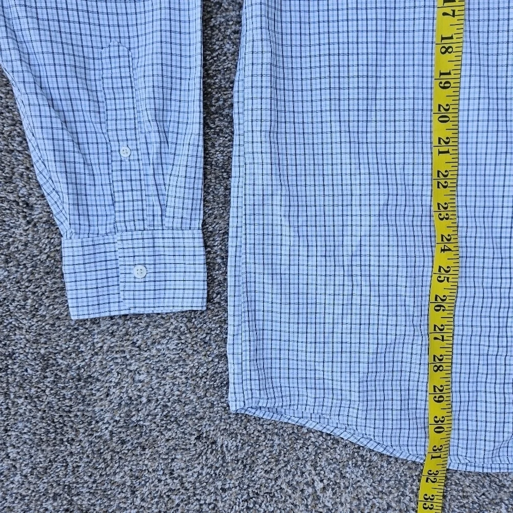 J Crew 80s 2 Ply Cotton LS Button Down Blue White Plaid Shirt Mens Large 16-16.5
